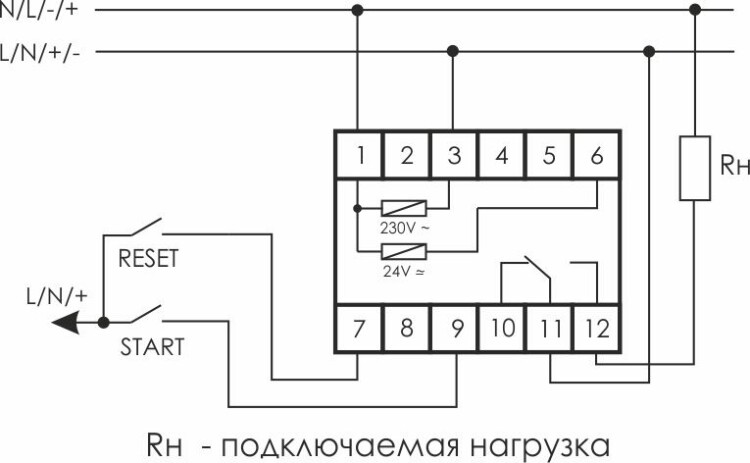 Реле времени многофункциональное PCS-516U, 10А, 12-264В, контакт 1Р, с входами START и RESET