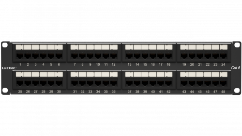 Патч-панель 19",2U,CAT6, 48 портов RJ45, неэкранированная