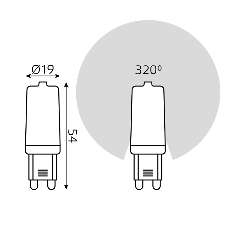 Лампа светодиод. (LED) Капсула G9  5Вт 520лм 4100К 230В прозр. Gauss