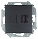 Розетка для подключения HDMI-разъёма аудио/видео, v1.4, тип А, графит-Электроустановочные изделия (ЭУИ) - купить по низкой цене в интернет-магазине, характеристики, отзывы | АВС-электро