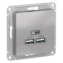 Розетка USB-А 2-я 2,1А, алюминий  AtlasDesign-USB-розетки (зарядные устройства) - купить по низкой цене в интернет-магазине, характеристики, отзывы | АВС-электро