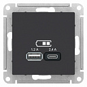Розетка USB-A 1,2А + USB-C 1,2А, Карбон, AtlasDesign-USB-розетки (зарядные устройства) - купить по низкой цене в интернет-магазине, характеристики, отзывы | АВС-электро