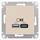 Розетка USB-A 1,2А + USB-C 1,2А, Бежевый, AtlasDesign-USB-розетки (зарядные устройства) - купить по низкой цене в интернет-магазине, характеристики, отзывы | АВС-электро